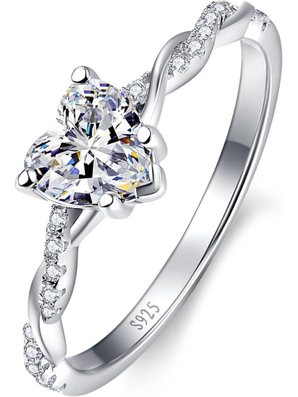 1.25ct Heart Promise Ring in 925 Sterling Silver - Elegant Women's Jewelry